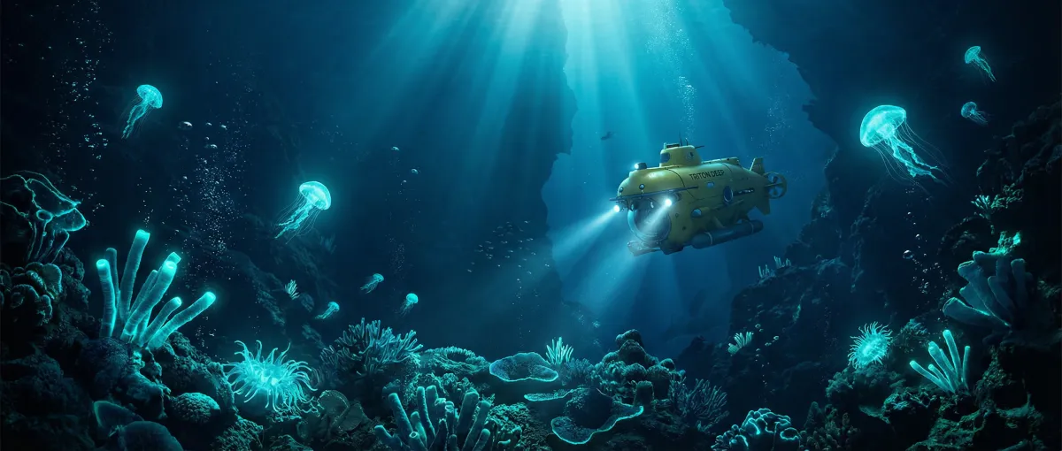 深海探索潜艇与荧光生物 - 一路向西 bd